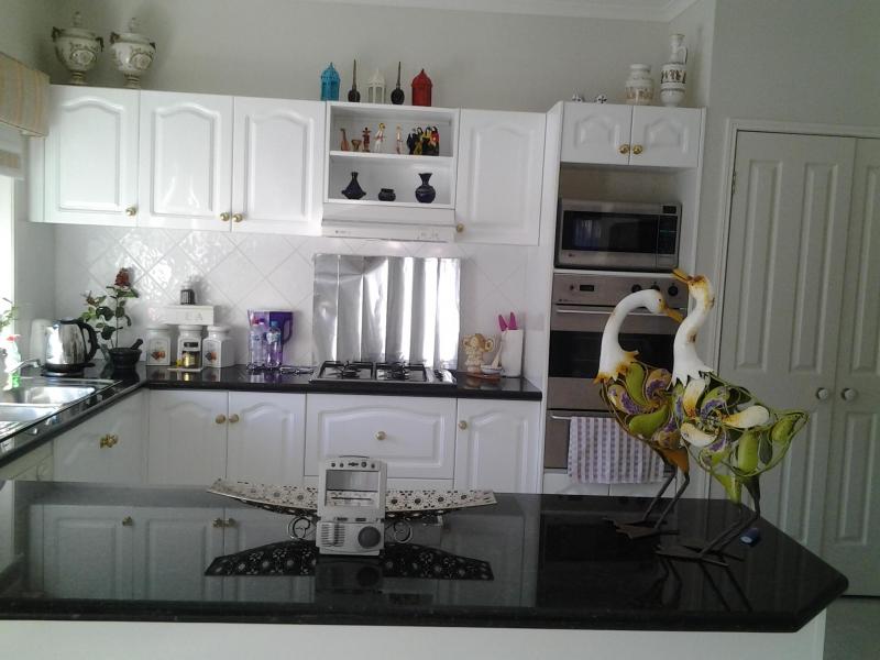 Open kitchen with dining area