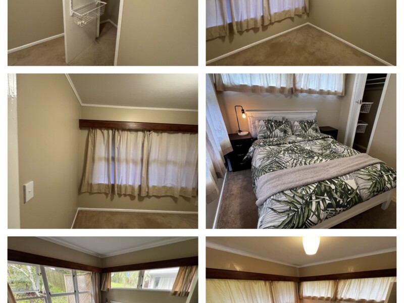 Room with a double bed. Has space for a small study table